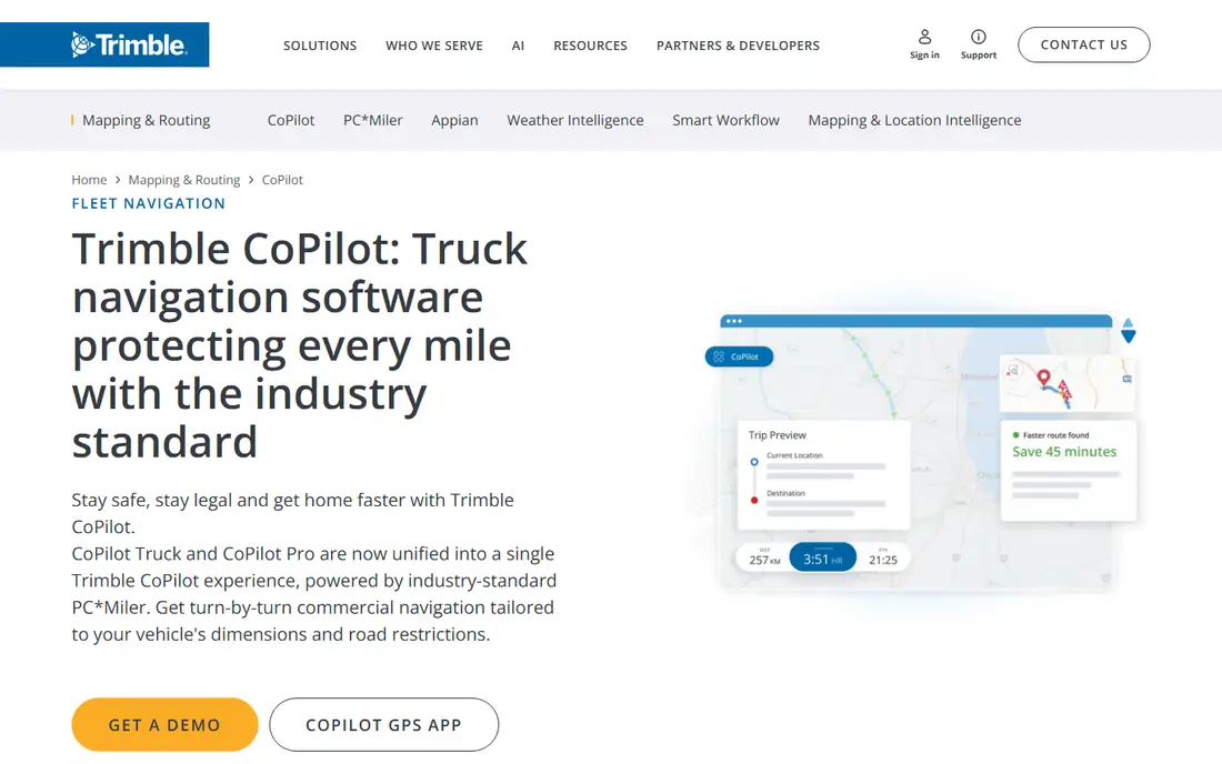 CoPilot Truck homepage