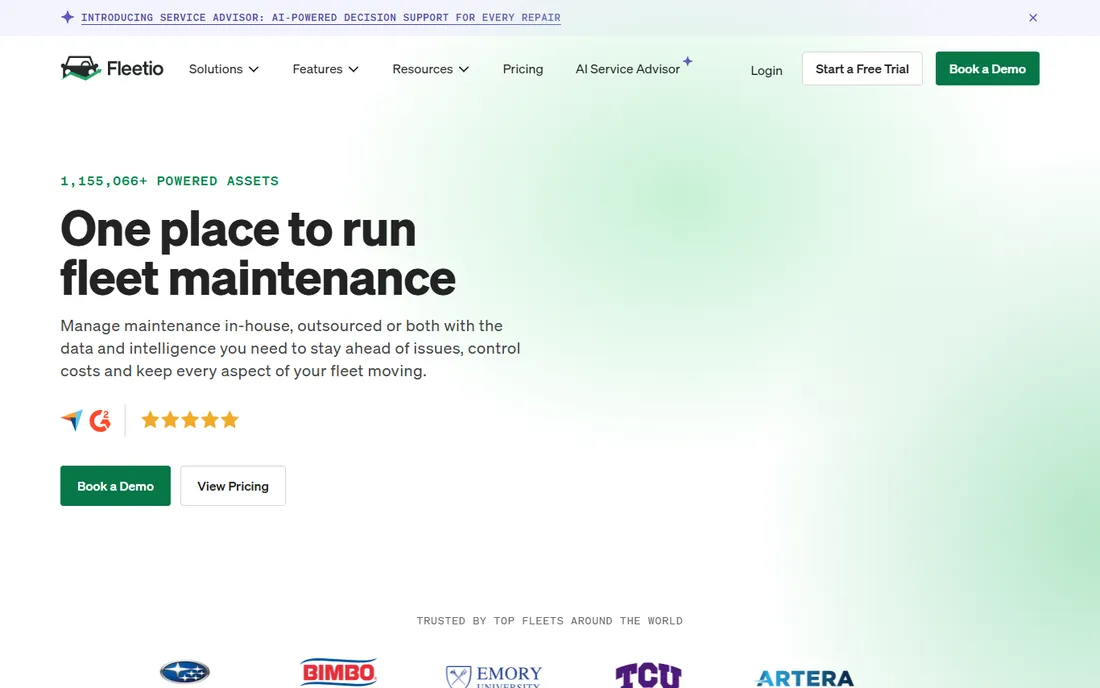 Fleetio homepage