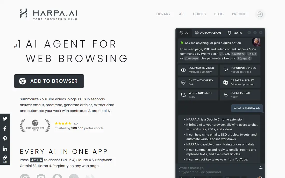 HARPA AI homepage