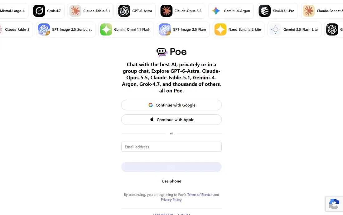 Poe homepage