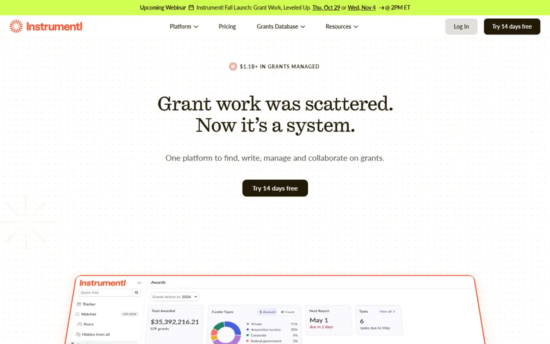 Instrumentl homepage