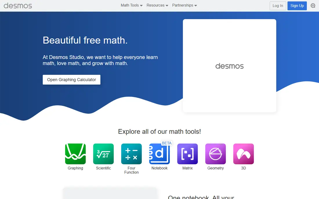 Desmos homepage