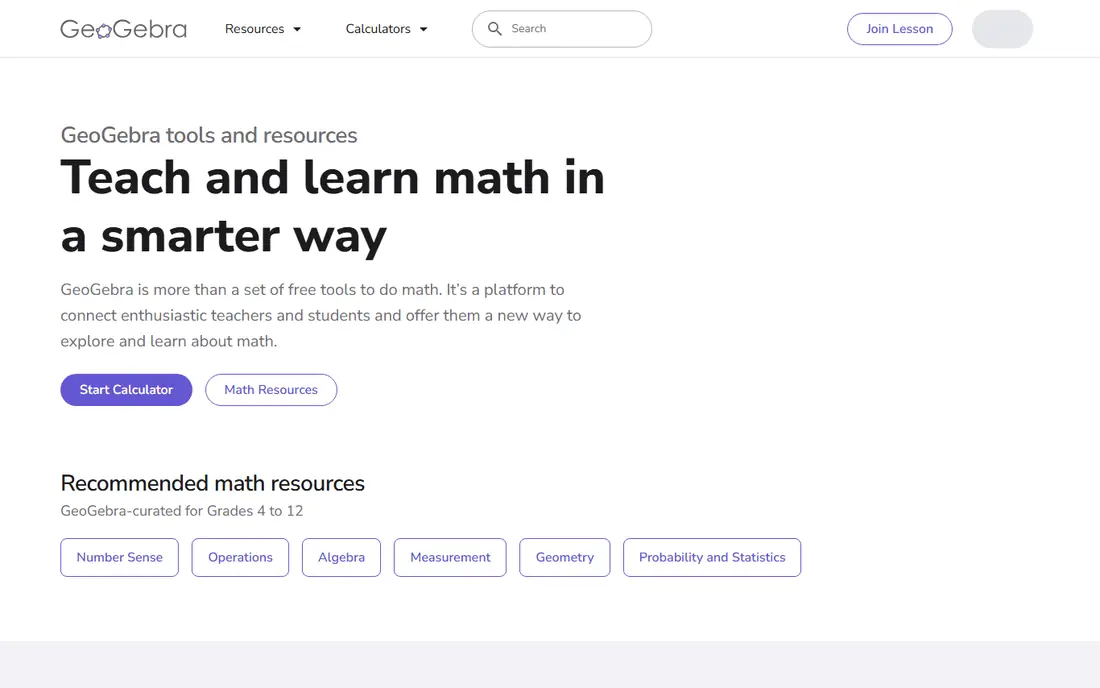 GeoGebra homepage