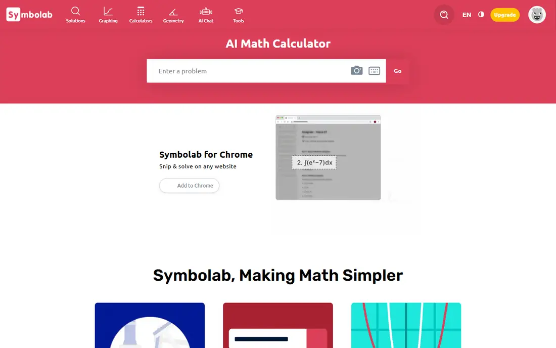 Symbolab homepage