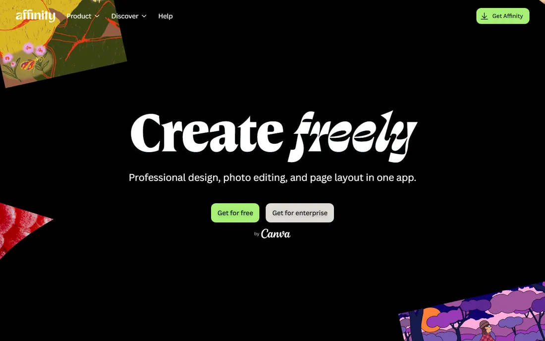 Affinity by Canva homepage