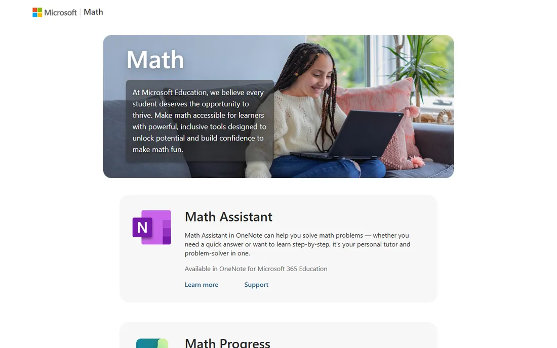 Microsoft Math Solver homepage