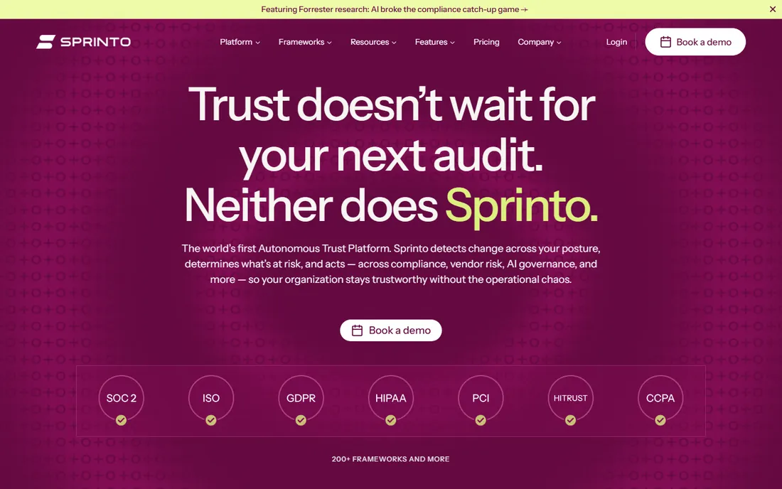 Sprinto homepage