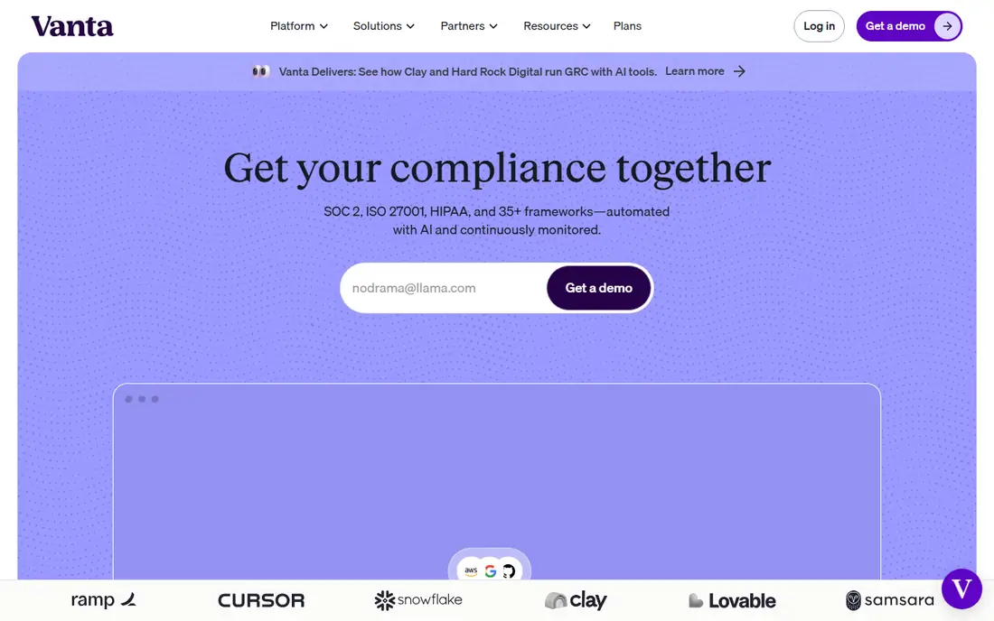 Vanta homepage