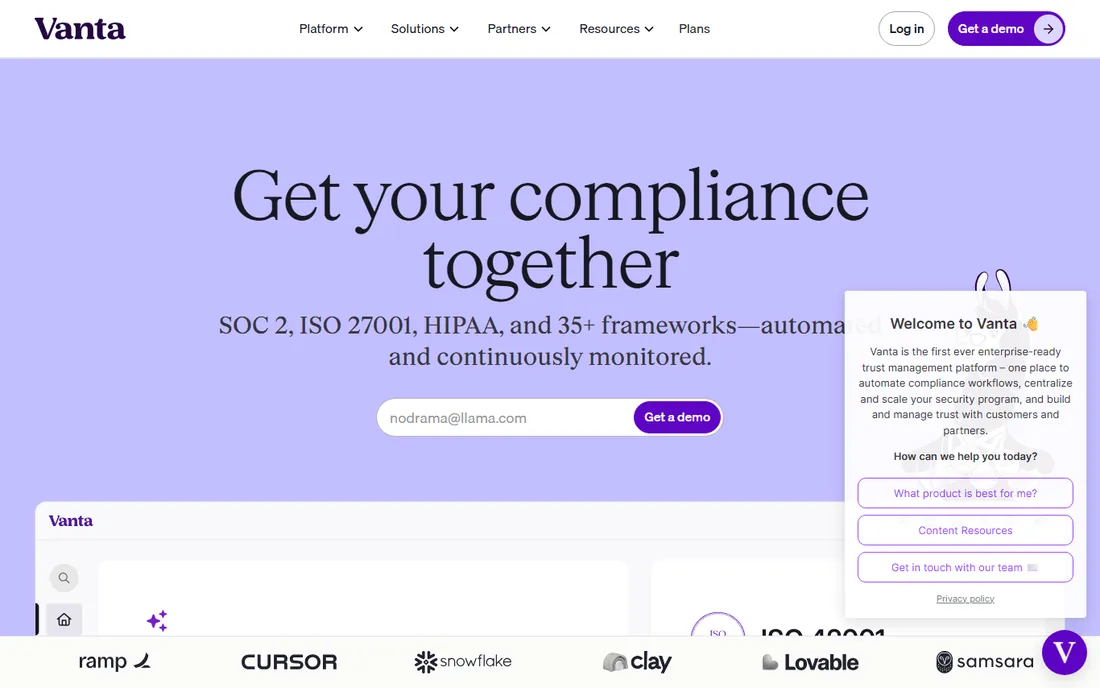 Vanta homepage