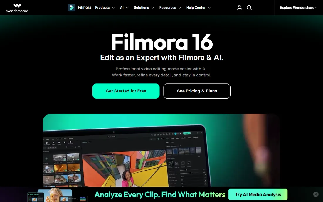 Filmora homepage