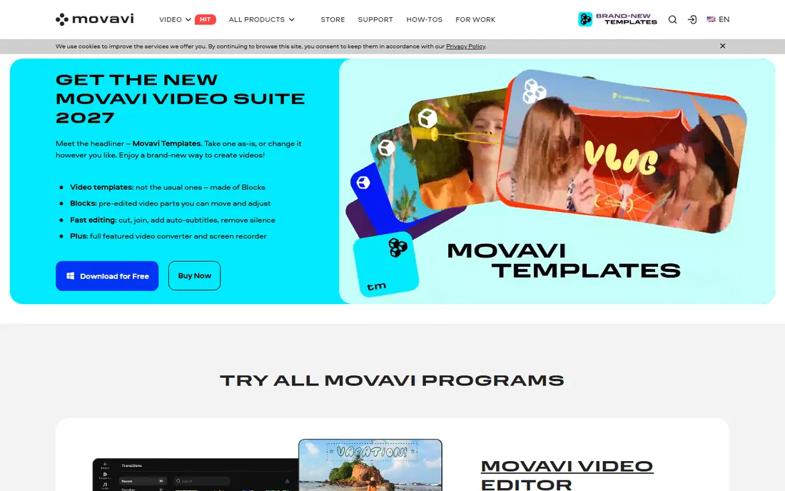 Movavi Video Editor homepage