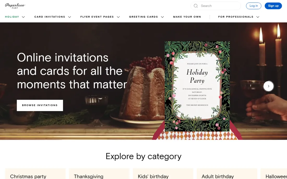 Paperless Post homepage