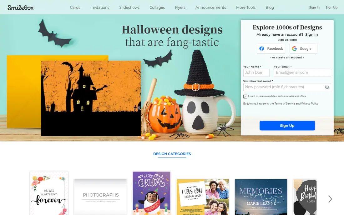 Smilebox homepage