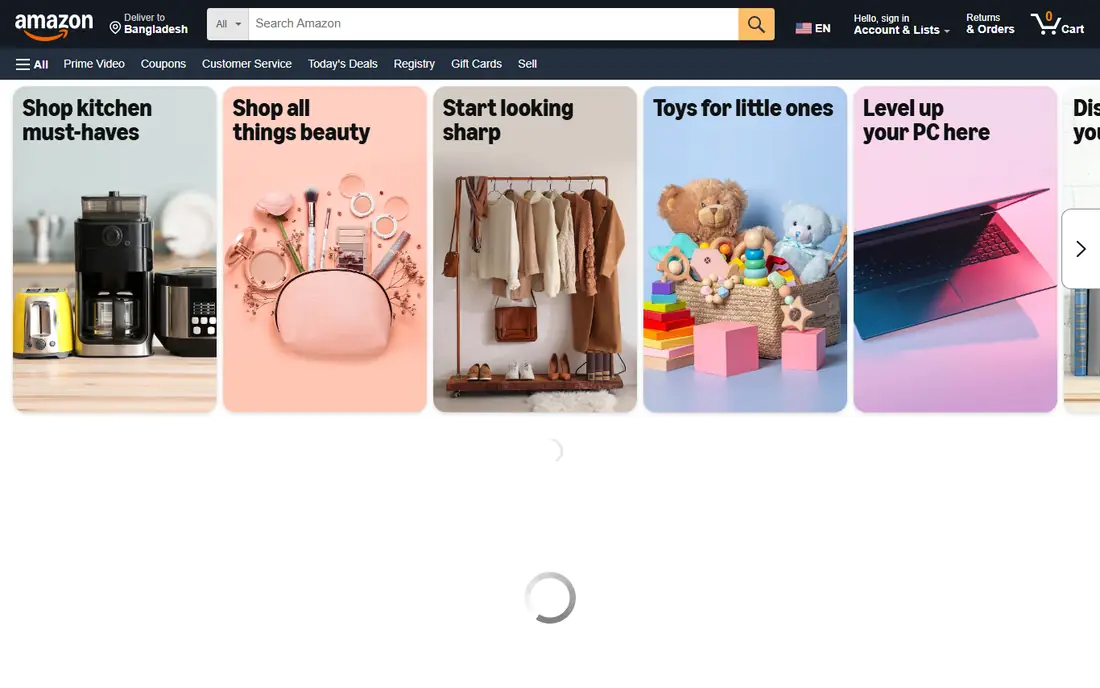 Amazon Fresh homepage