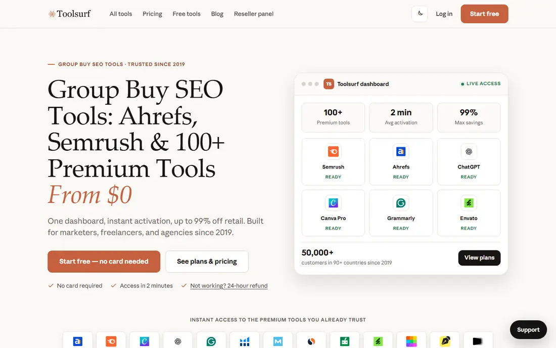 Toolsurf homepage