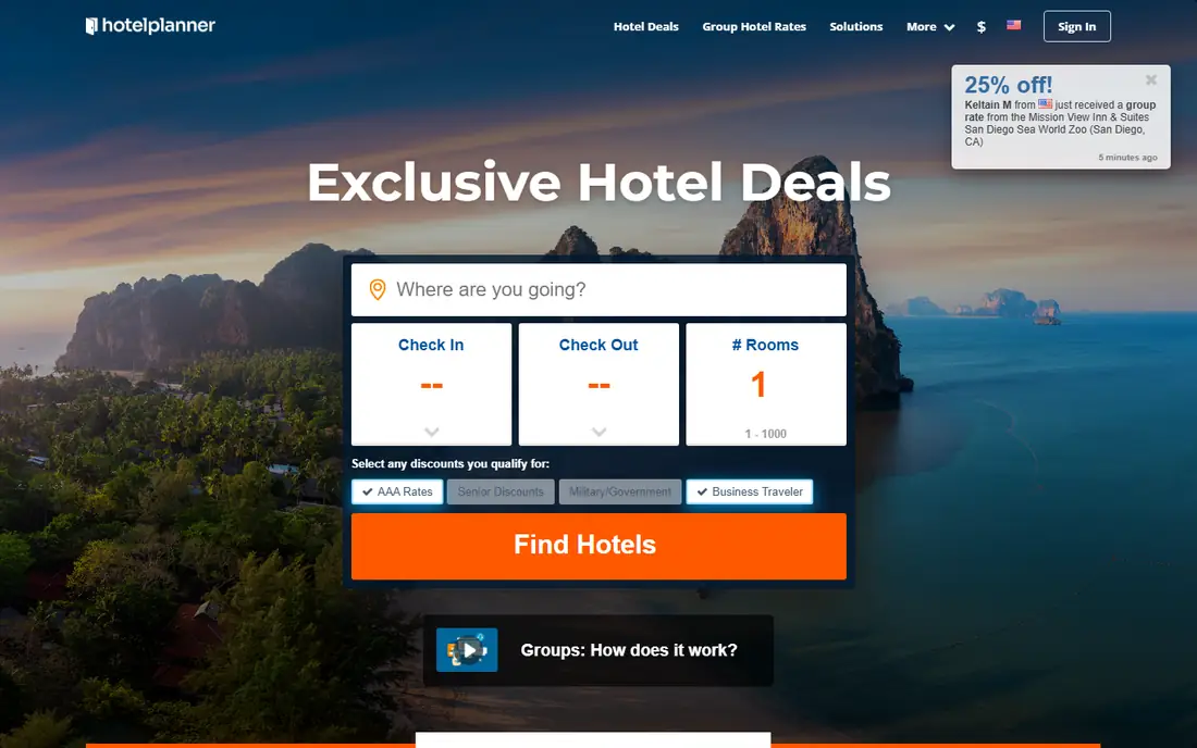 HotelPlanner homepage