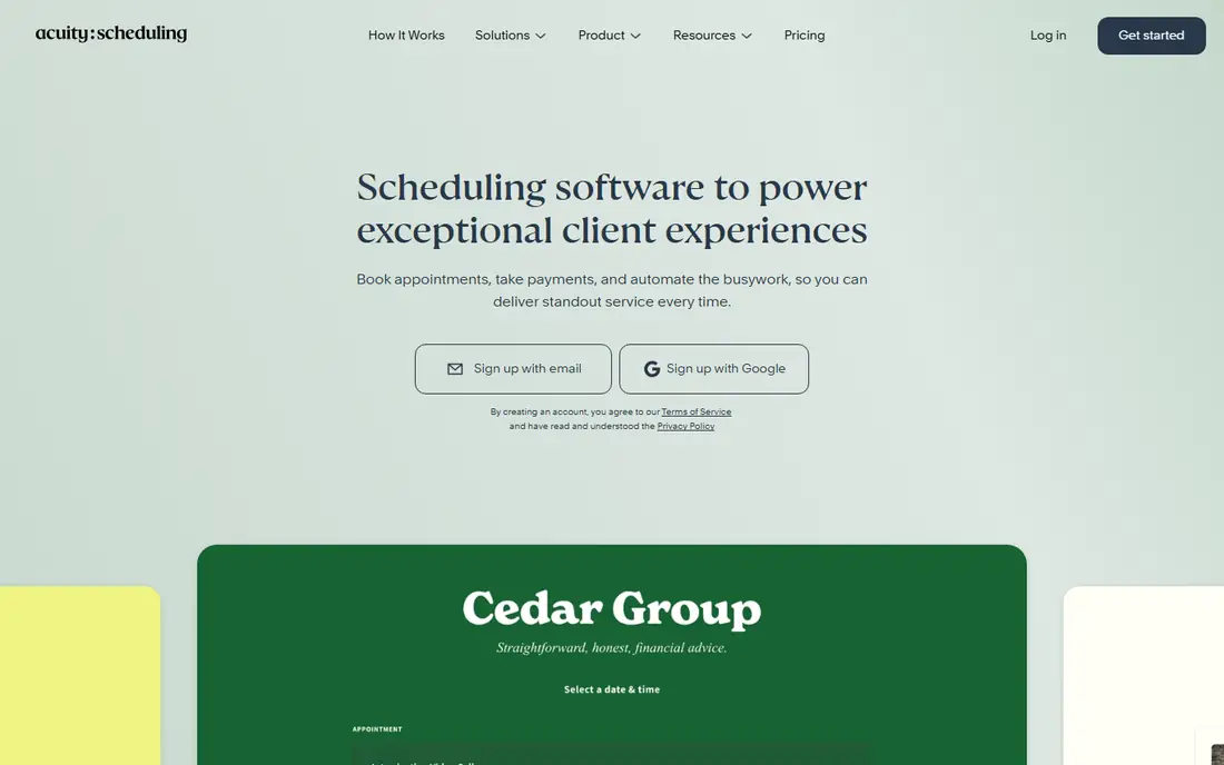 Acuity Scheduling homepage