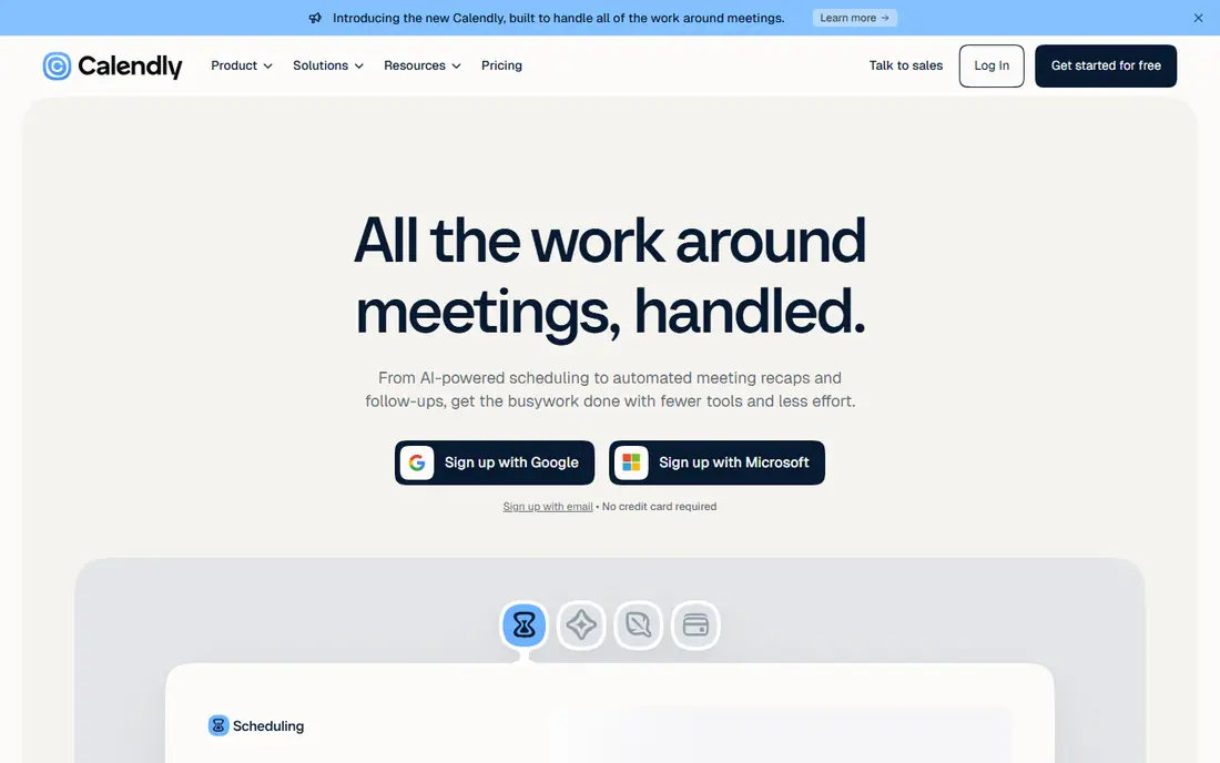 Calendly homepage