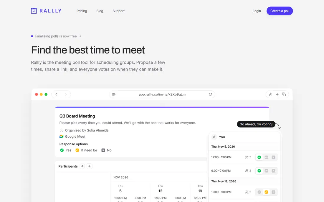 Rallly homepage