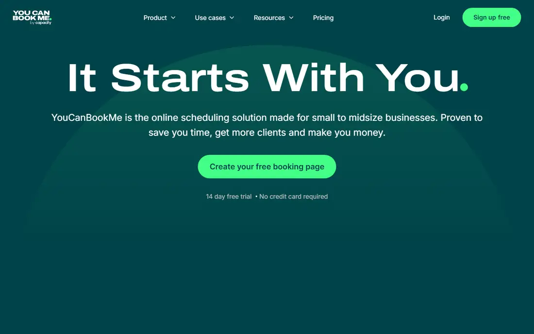 YouCanBookMe homepage