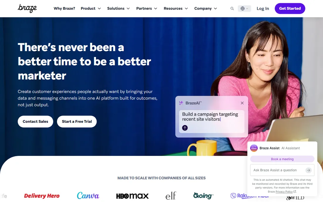Braze homepage