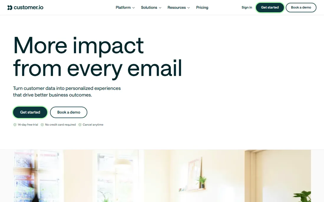 Customer.io homepage