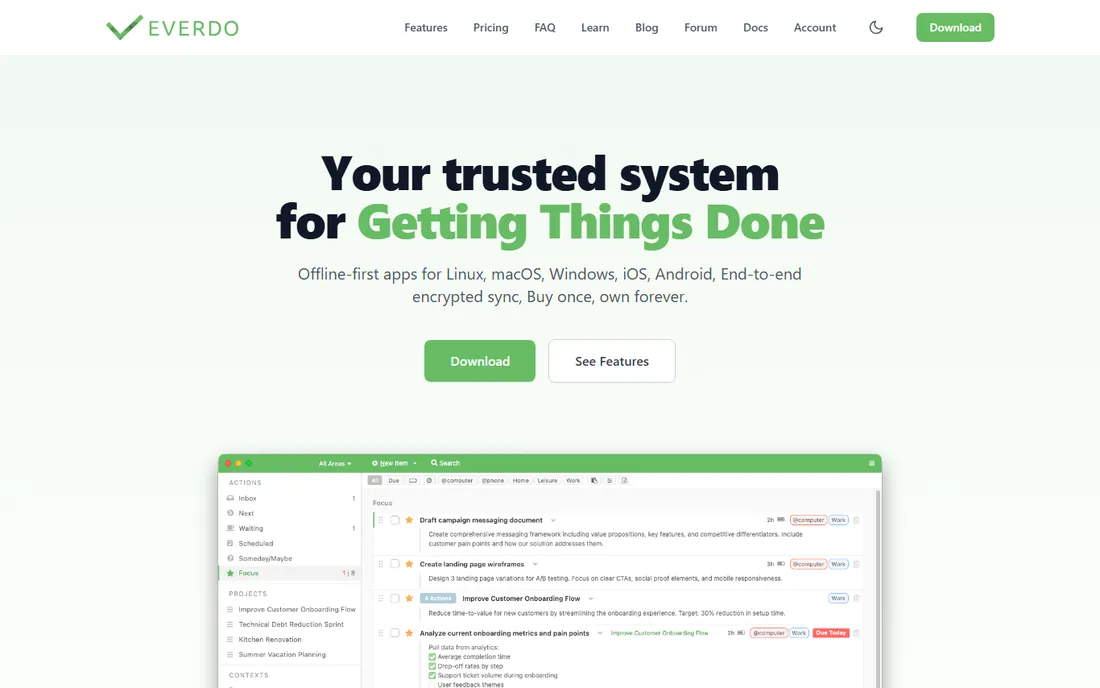 Everdo homepage