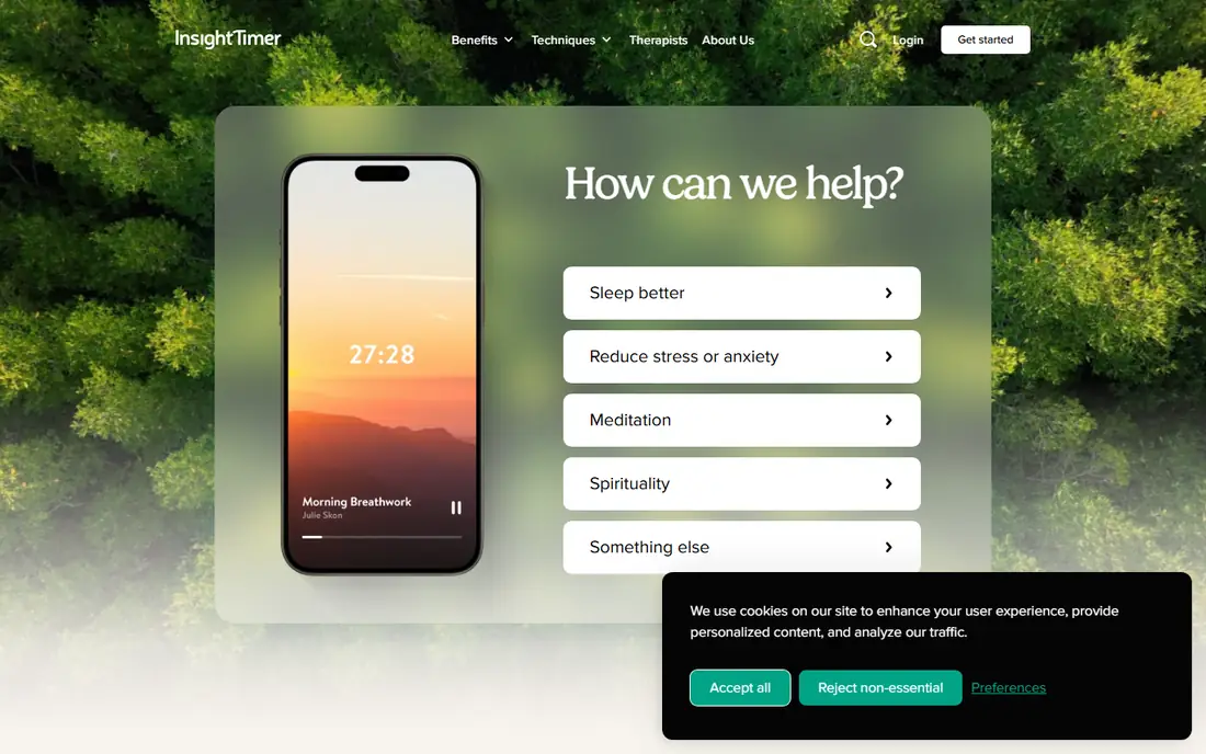 Insight Timer homepage