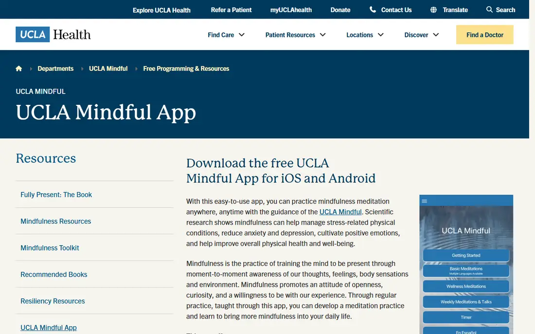 UCLA Mindful homepage