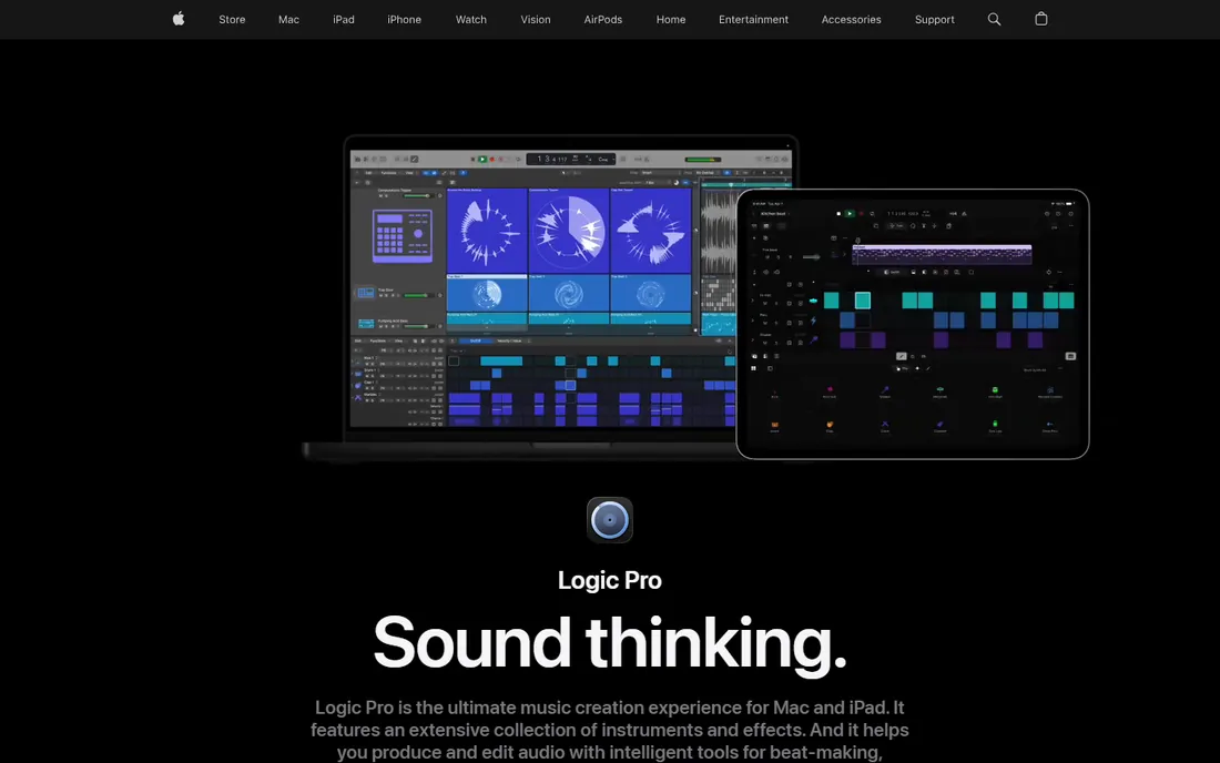 Logic Pro homepage