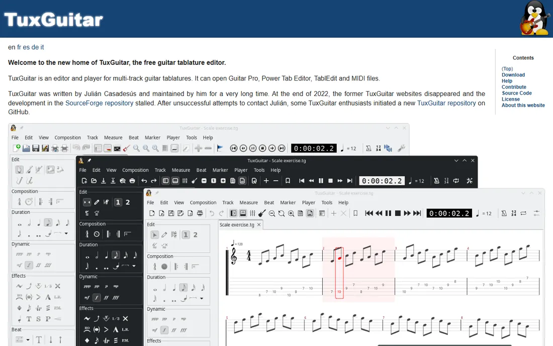 TuxGuitar homepage