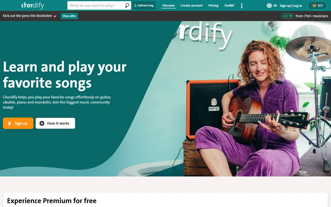 Chordify homepage