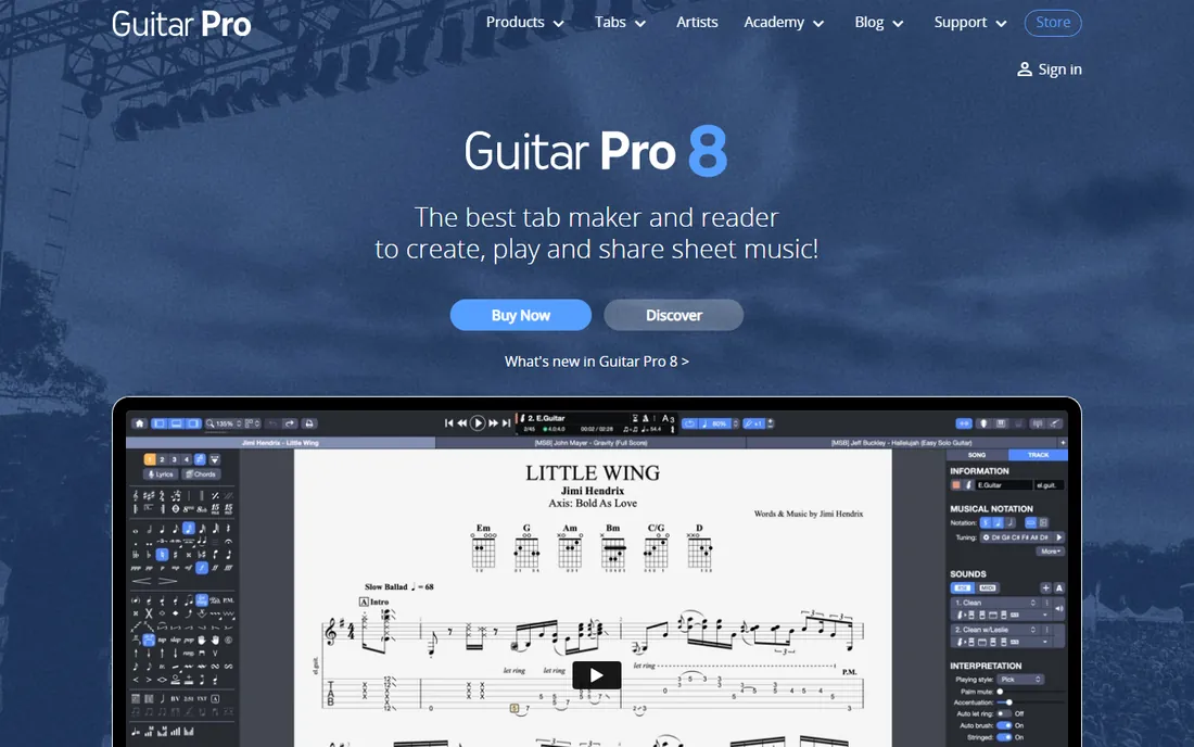 Guitar Pro 8 homepage