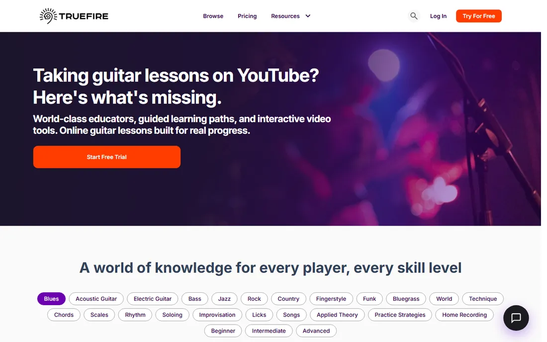 TrueFire homepage