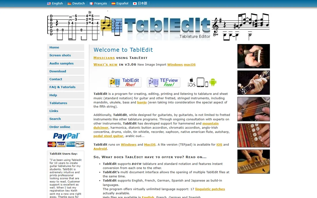 TableEdit homepage