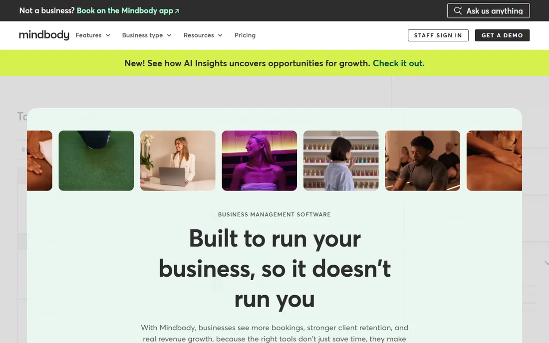 Mindbody homepage