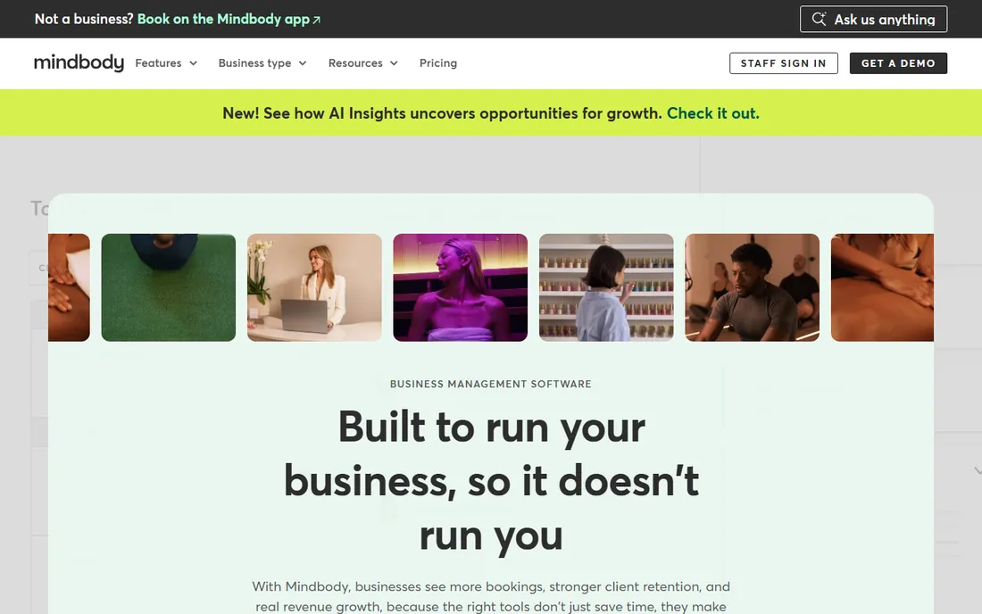 Mindbody homepage