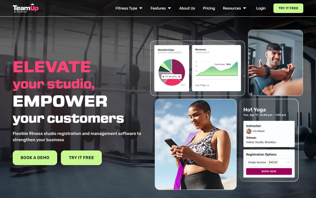 TeamUp homepage