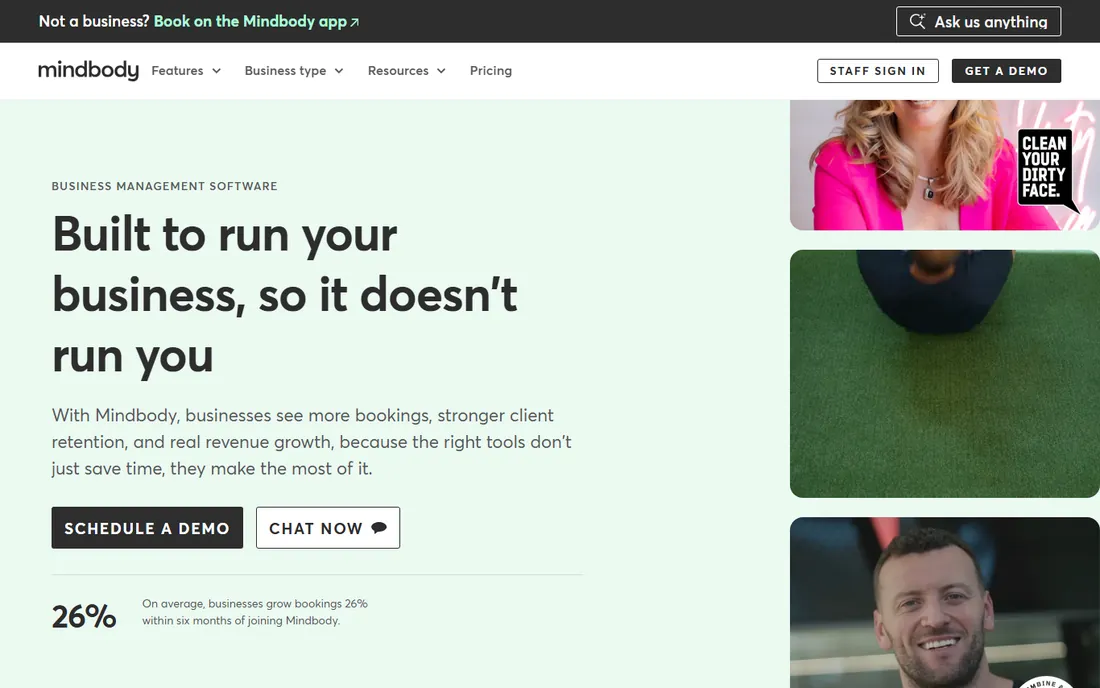 Mindbody homepage