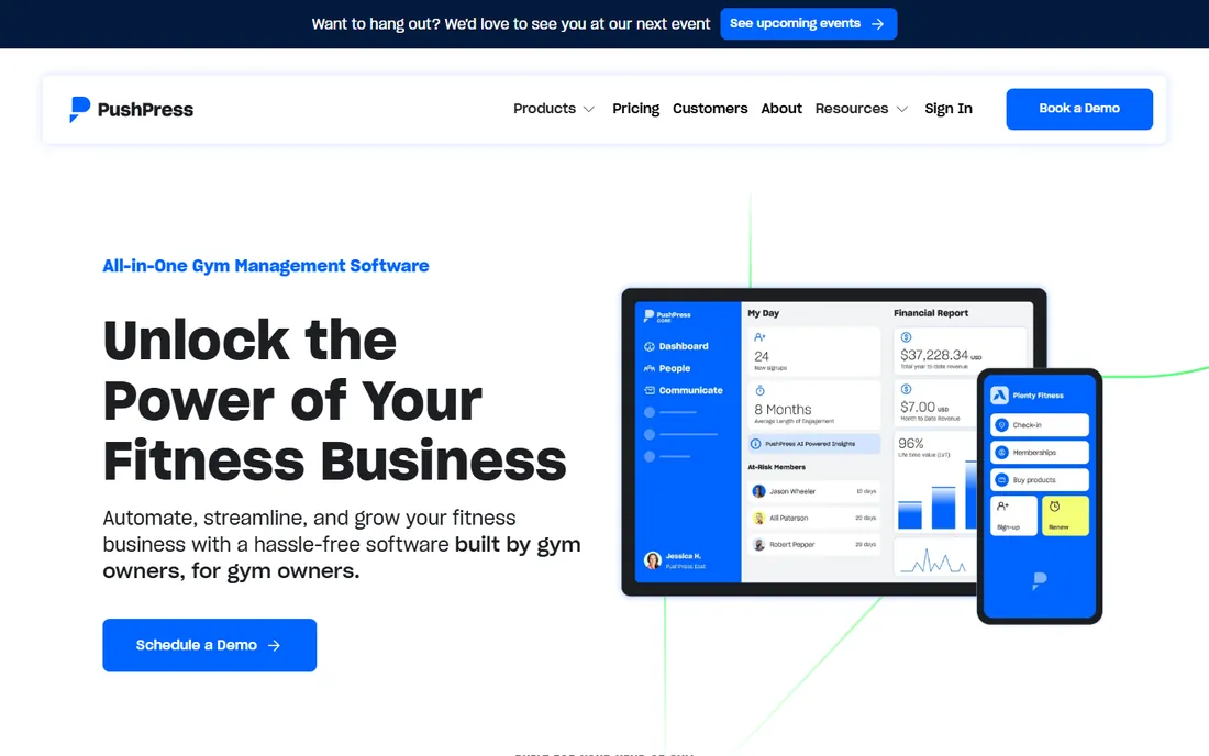 PushPress homepage
