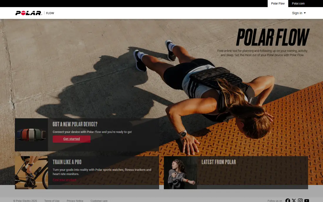 Polar Flow homepage