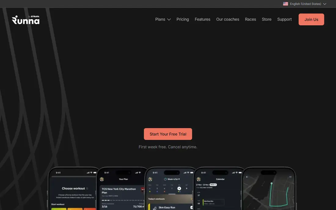 Runna homepage
