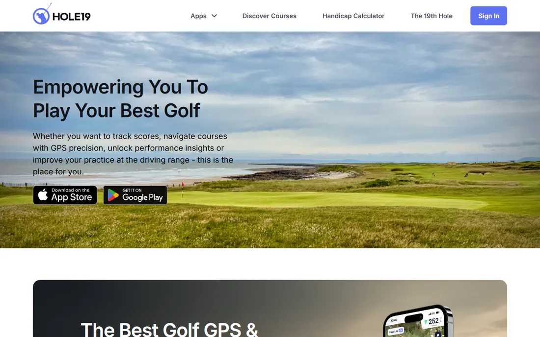 Hole19 homepage