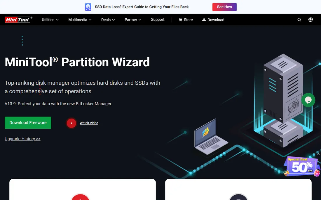 MiniTool Partition Wizard homepage