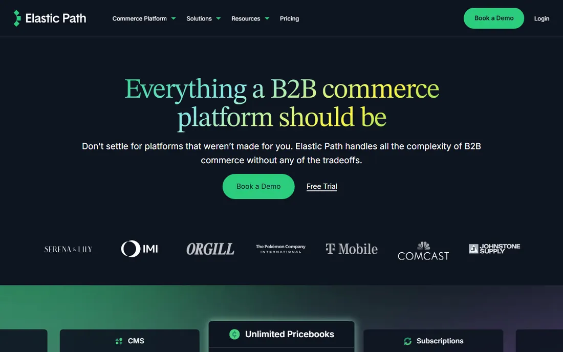 Elastic Path homepage