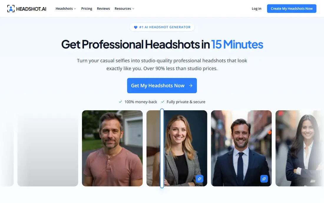 Headshot AI homepage