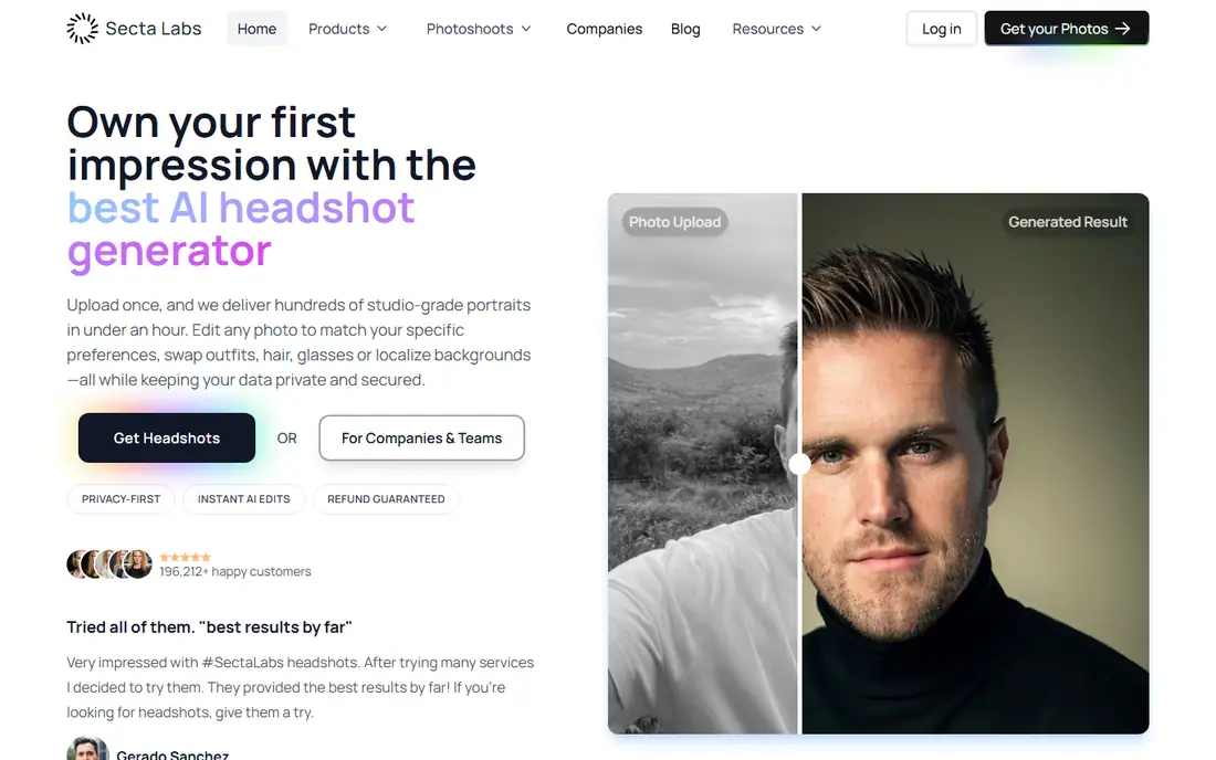 Secta AI homepage
