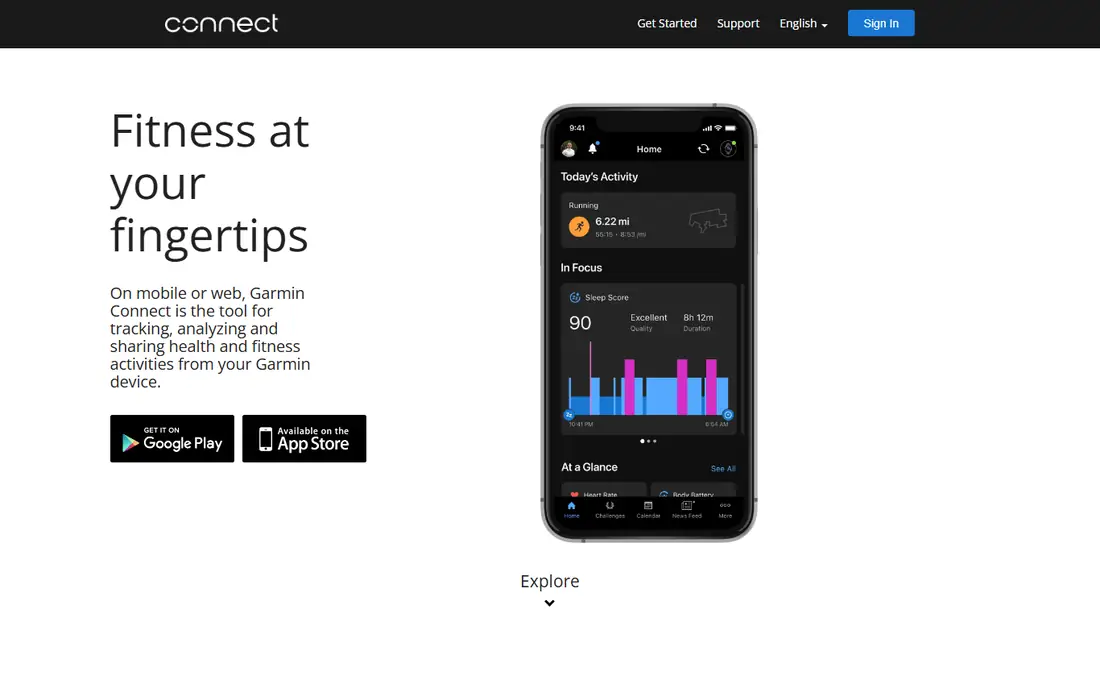Garmin Connect homepage