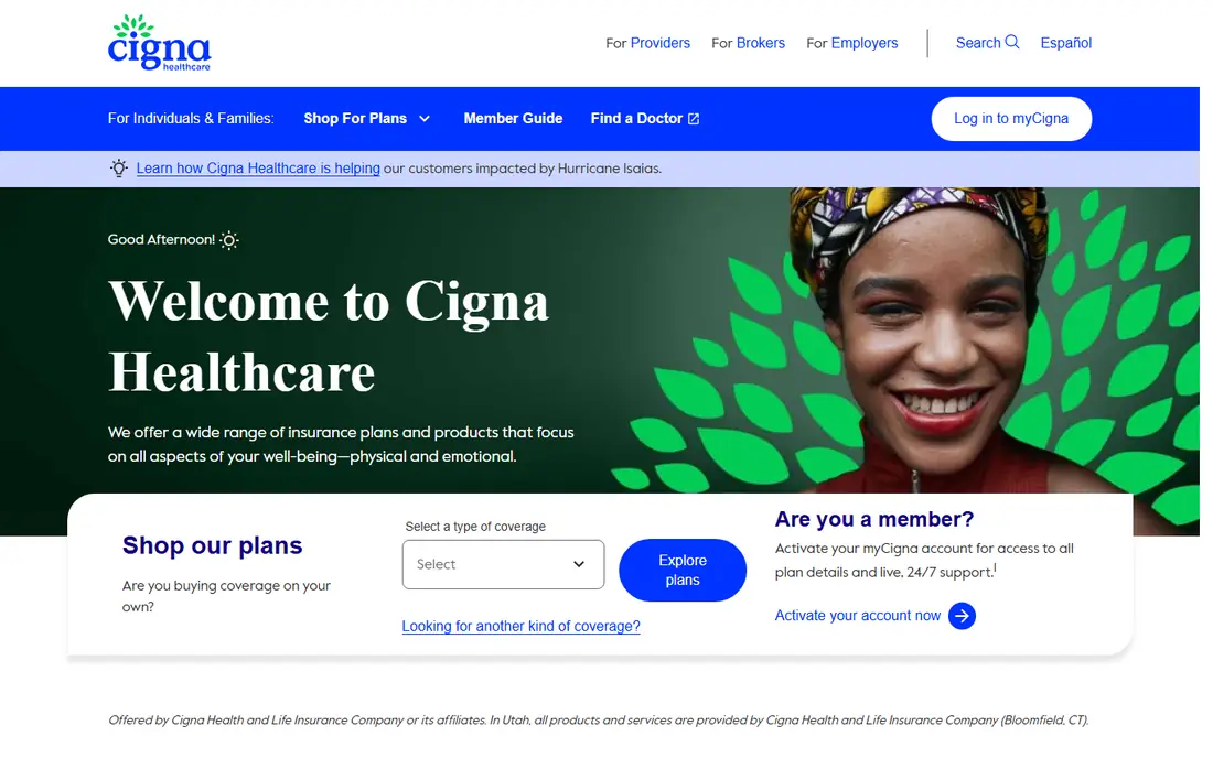 Cigna Healthcare homepage