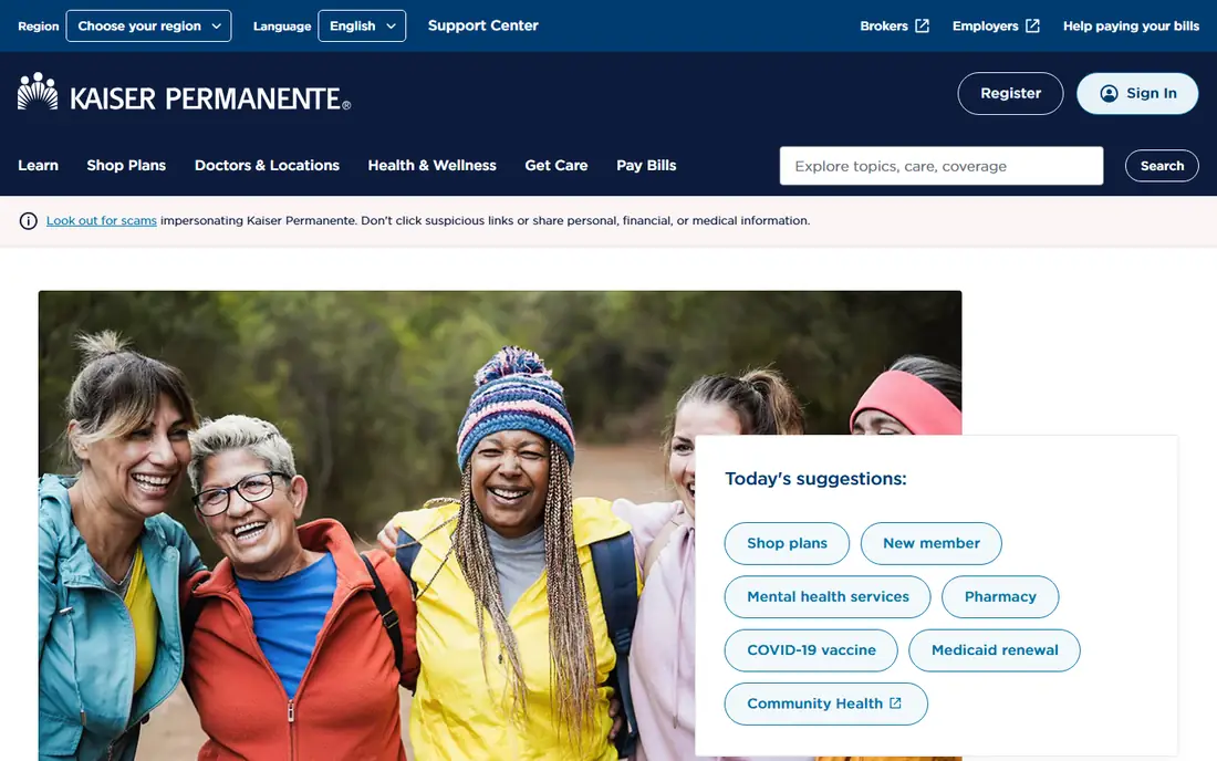 Kaiser Permanente homepage